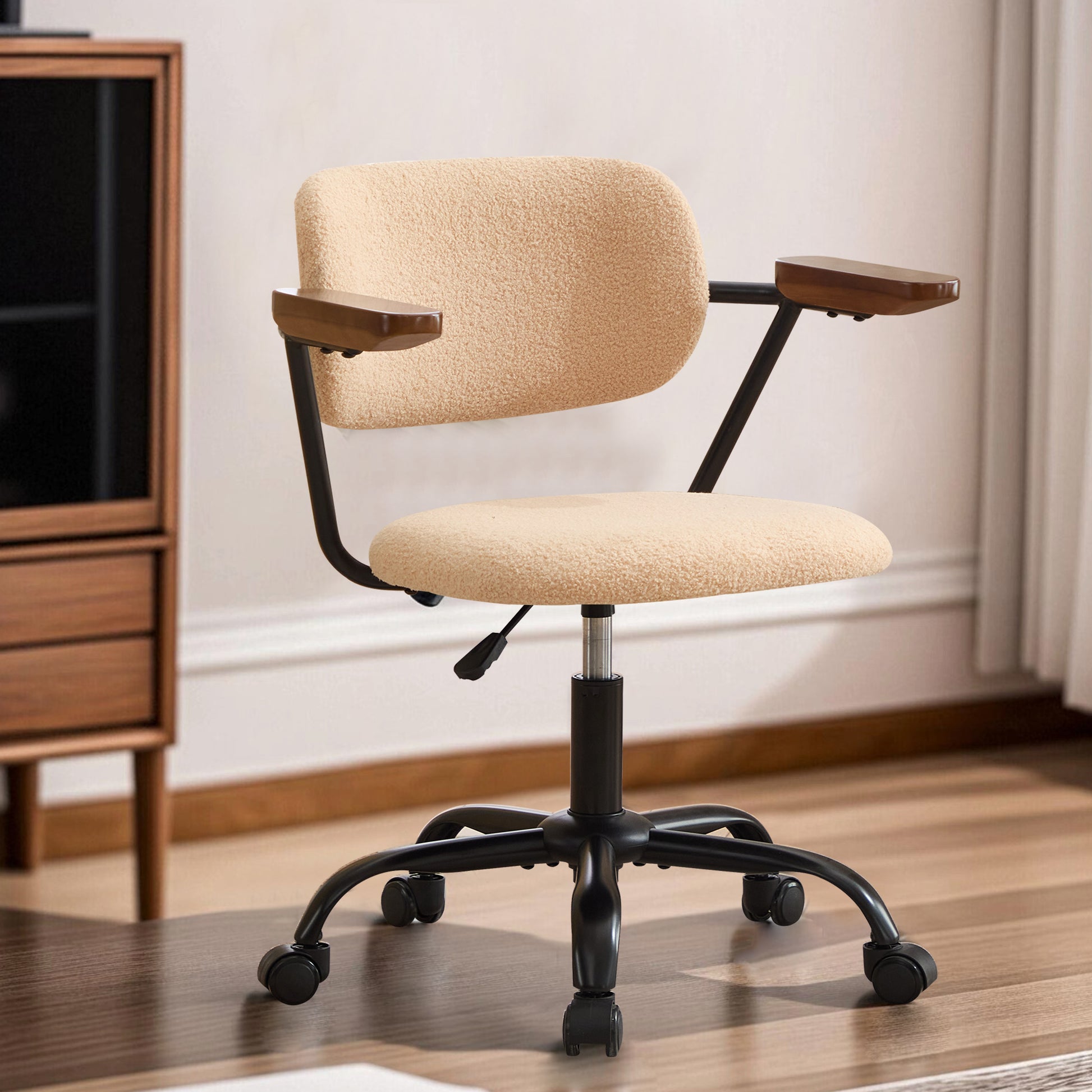 Sty 360 Rotating Wheel Height Adjustable Computer Chair, Simple Leisure Chair With Backrest Support Armrests For Home Office Desks And Chairs, Suitable For Dressing Rooms, Offices, And Living Rooms