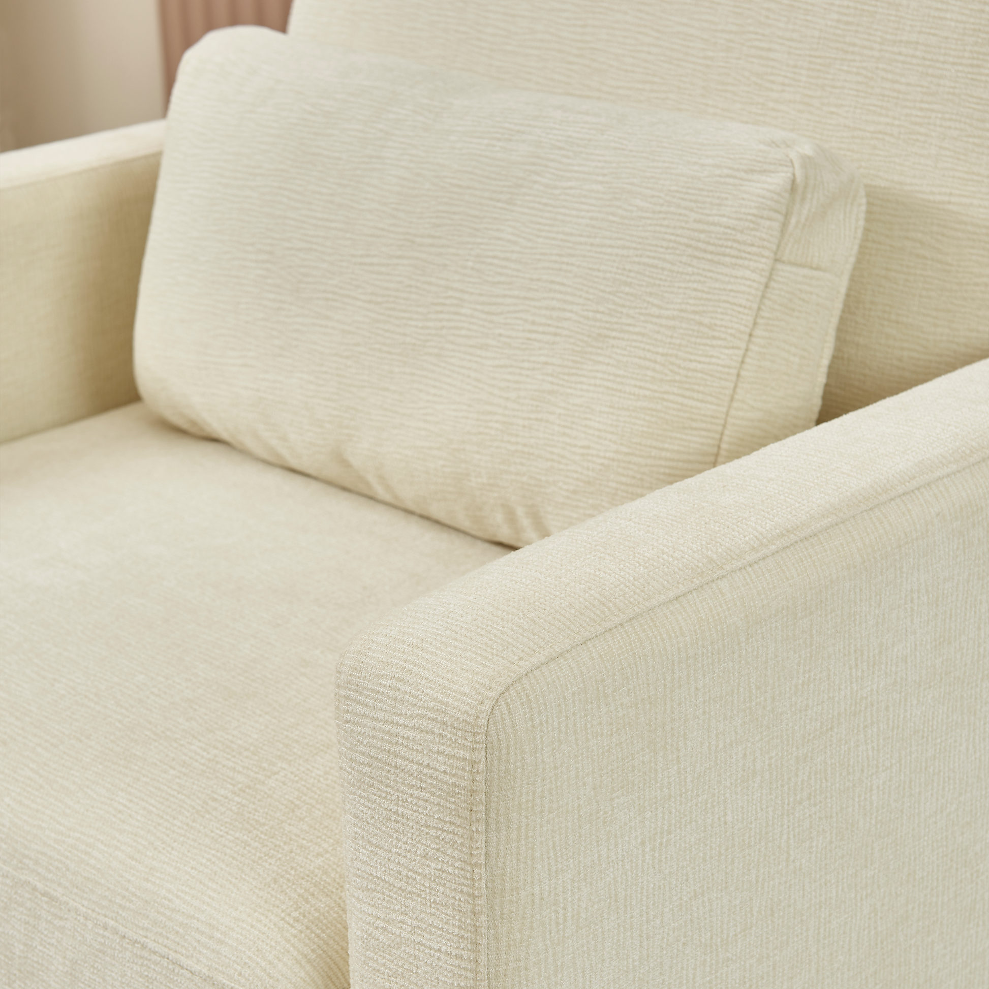 Modern Accent Chair, Chenille Upholstery Armchair Modern Style, Solid Wood Frame Ideal For Living Room, Bedroom, Office Beige Wood Foam Chenille 1 Seat