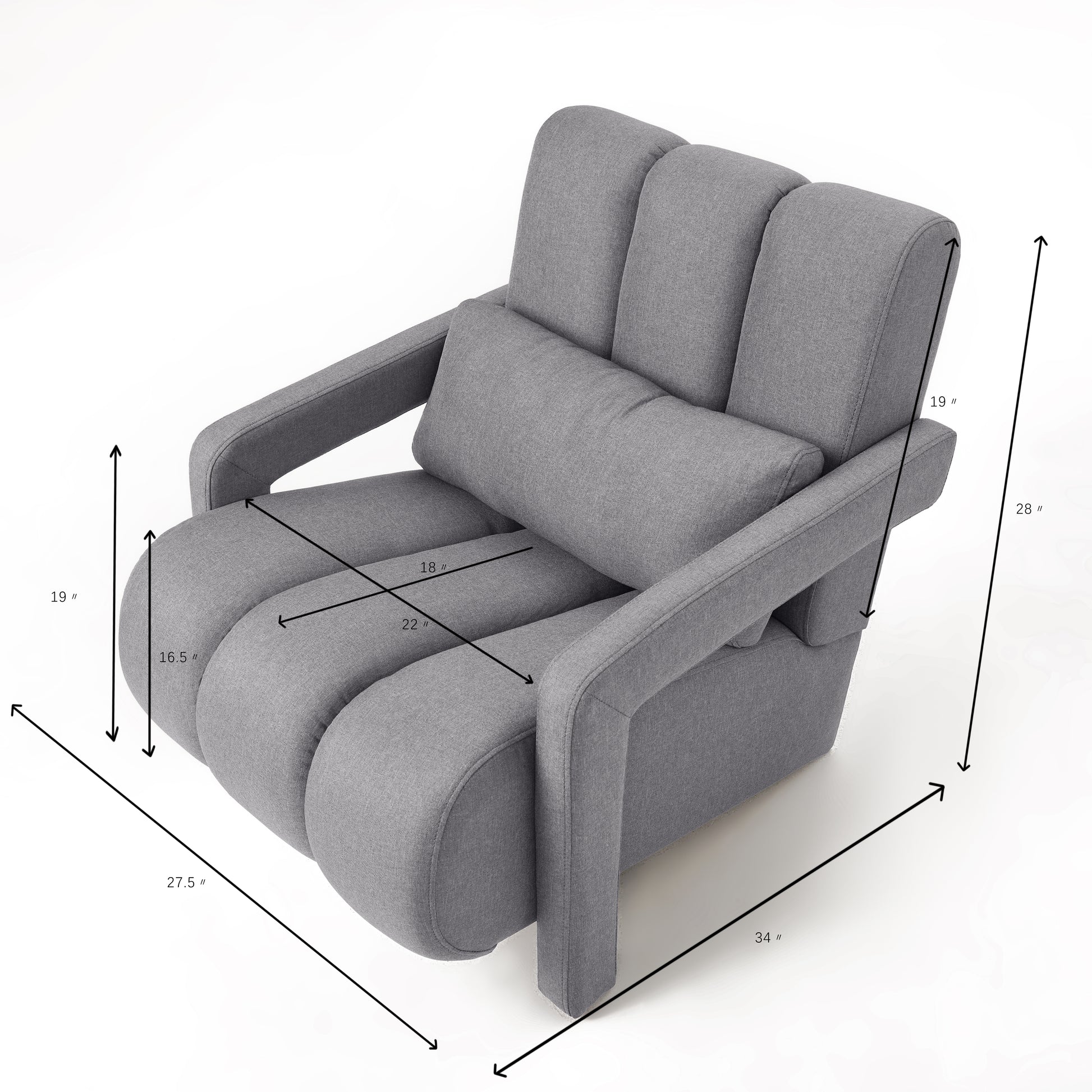 Modern Upholstered Accent Chair, Comfortable Linen Fabric With A Pillow For Living Room,Bedroom.Linen, Dark Grey Dark Grey Primary Living Space Modern Pine Foam Wood Fabric