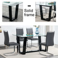 Seating 6 8 People, This Modern, Minimalist Rectangular Dining Table Features A Tempered Glass Top And A Sleek Black Mdf Stand. Suitable For Kitchen, Dining Room, Living Room, Meeting Room Transparent Mdf Glass
