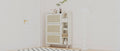 Natural Bohemia Style Shoe Cabinet, Shoe Rack Cabinet With 3 Rattan Flip Drawers,3 Square Shelves And 1 Storage Drawer, Shoe Organizer With Mulit Storage Space And Hooks For Hallway, Entryway, White Freestanding 3 4 Drawers Antique White Primary Living