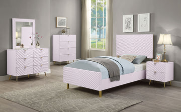 Gaines Full Bed, Pink High Gloss Finish Bd02660F Full Pink Mdf Metal