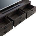 60 Inch Modern Tv Entertainment Console, 3 Drawers, Open Bottom Shelf, Gray Gray 60 69 Inches Wood Metal