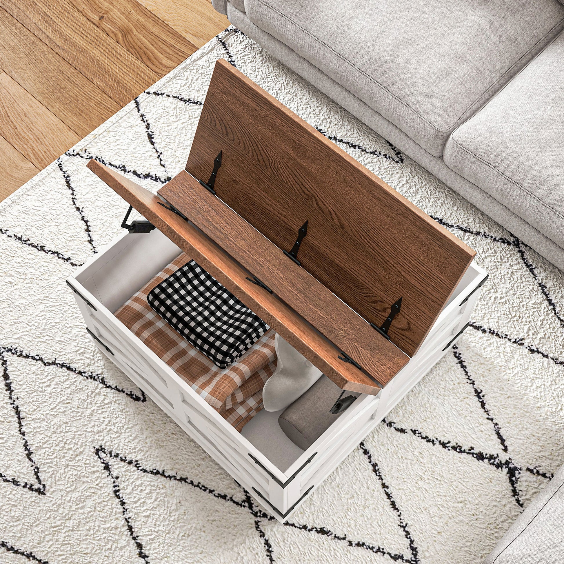 Homcom Coffee Table With Flip Top Hidden Storage, Square Center Table White White Particle Board