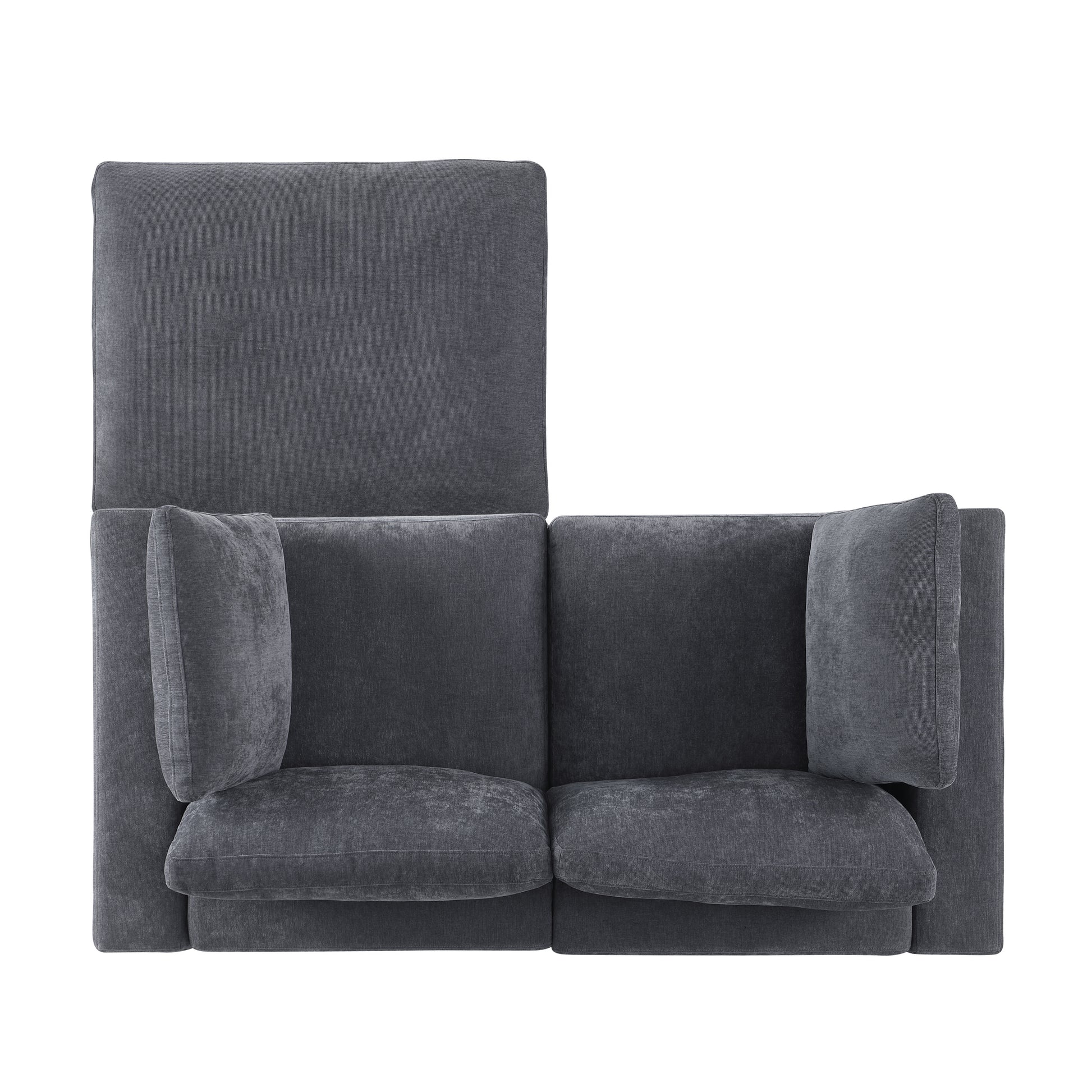 68.5" Loveseat Sofa With Ottoman Modular Sectional Beautiful Seat Couch Small L Shaped Upholstered Couch For Living Room Apartment Small Space, Chenille Grey Grey Fabric 3 Seat