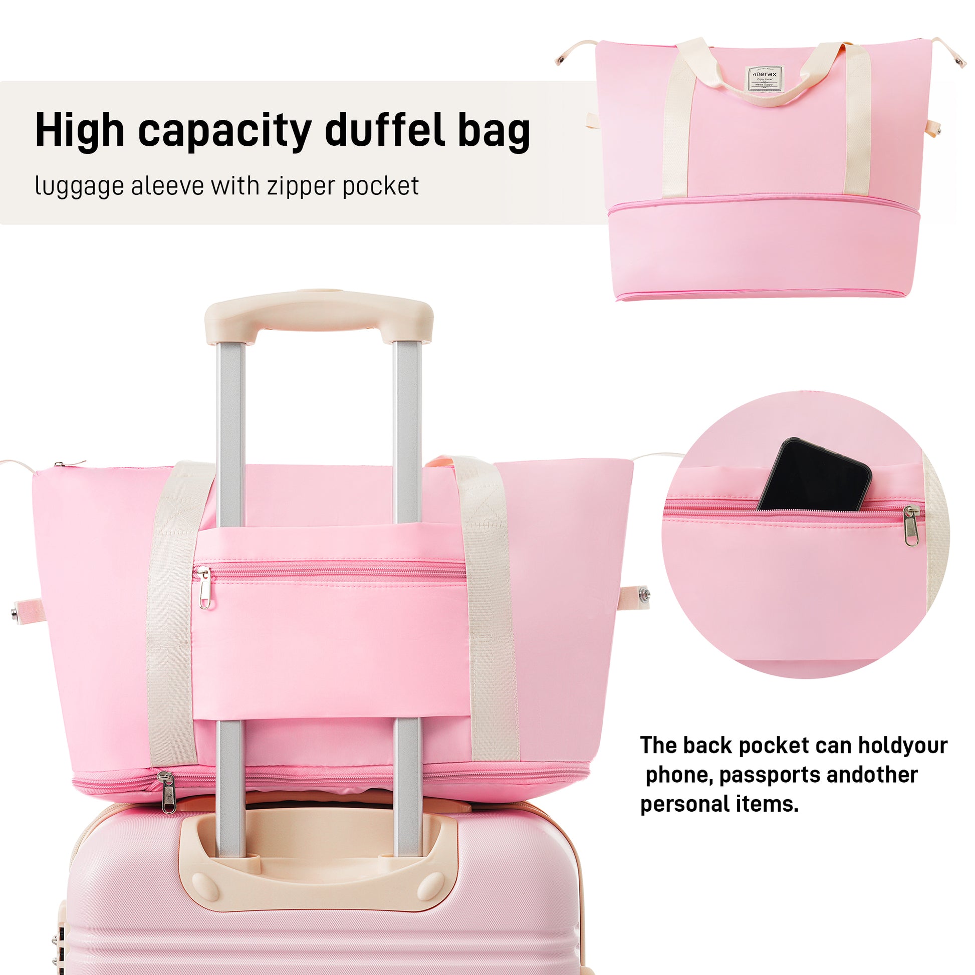 Hardshell Luggage Sets 2Pcs Bag Spinner Suitcase With Tsa Lock Lightweight 20" 28" Light Pink Abs