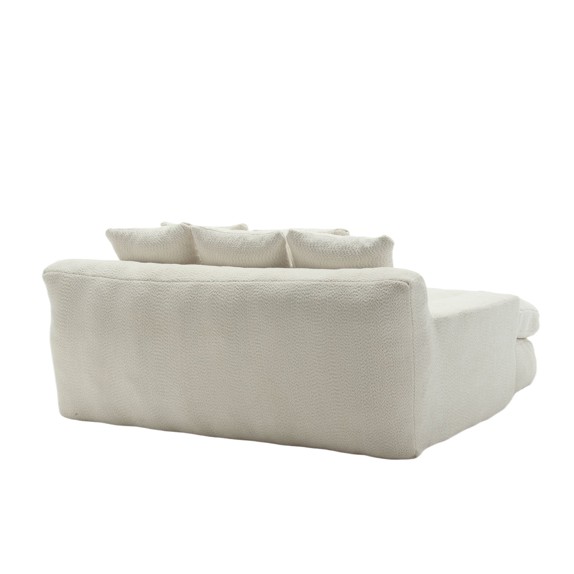Coolmore Chenille 2 Seater Lazy Sofa With 5 Back Pillows,Comfy Sofa Deep Seat Couch For Living Room,Club White White Chenille 2 Seat