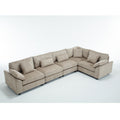 Arrival Oversized Modular Sectional Sofa Couches Set,Corduroy Upholstered Deep Seat Comfy Sofa For Living Room ,5 Seat ,Brown Brown Fabric 5 Seat