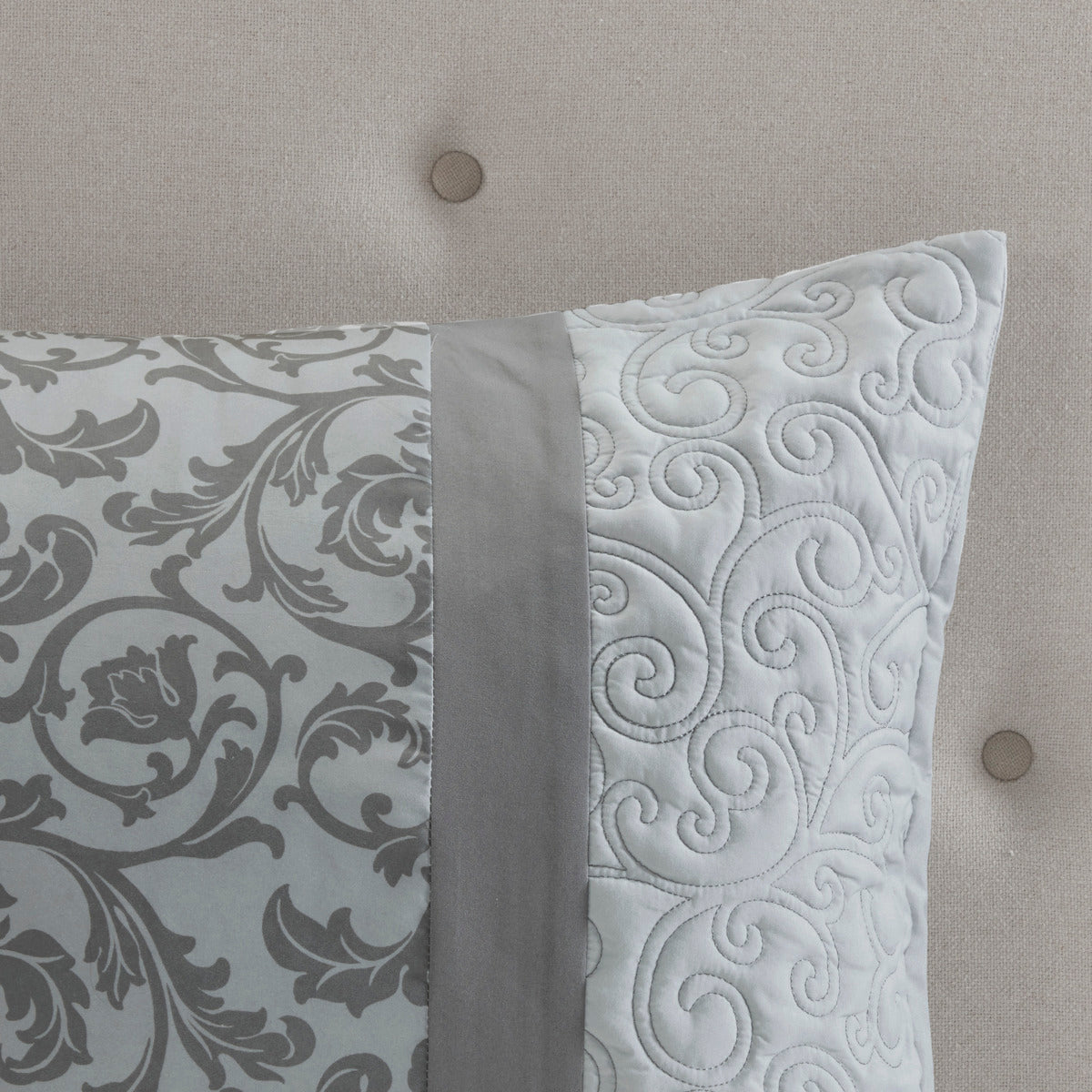 Embroidered 8 Piece Comforter Set Grey Queen Queen Grey Polyester