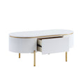 Daveigh Coffee Table, White High Gloss & Gold Finish Lv02464 White Gold Wood Metal