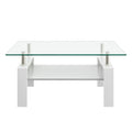 Rectangle Coffee Table, Tempered Glass Tabletop With Mdf Layer, Modern Table For Living Roomtransparent Glass Transparent Tempered Glass