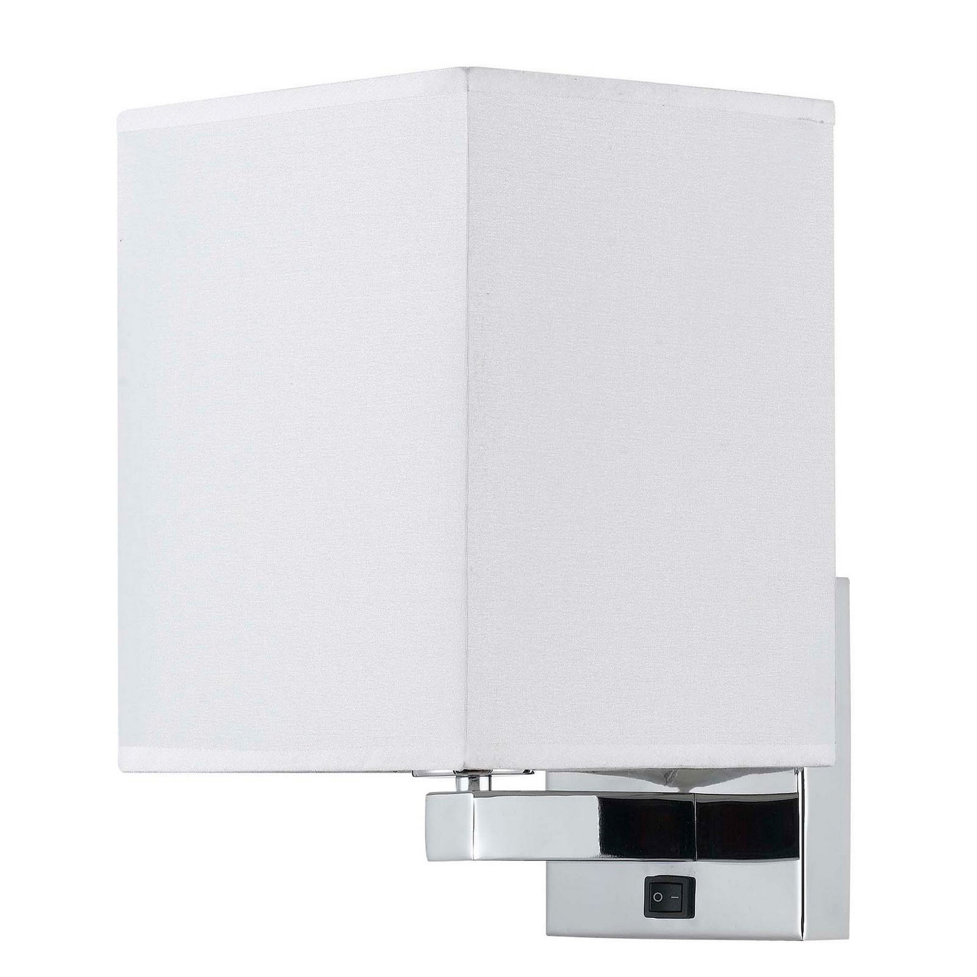 12 Inch Modern Wall Lamp With Fabric Shade, On Off Rocker Switch, White White Fabric Metal