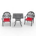 Cushions In Random Colors 3 Piece Set Of Cast Aluminum Patio Furniture With Cushions Yes Dining Set Black Seats 2 Rust Resistant Frame Water Resistant Cushion Garden & Outdoor Complete Patio Sets Aluminium