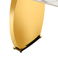 Table And Chair Set, Rock Plate Table Top, Gold Metal Table Legs, Stable And Beautiful, Suitable For Most Home Styles. Modern Simple Dining Table, Comfortable Seating. Gold Black Seats 4 Sintered Stone