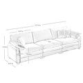 Mid Century Modern 3 Seater Sectional Sofa With 2 Arm Pillows And 3 Throw Pillows,Tan Corduroy Fabric Tan Corduroy 3 Seat