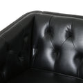 Mirod 81'' Pu Sofa,Tufted Back,Solid Wood Legs,Living Room And Study Black Pu 3 Seat