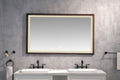 Bathroom Led Mirror Is Multi Functional And Each Function Is Controlled By A Smart Touch Button. Brown Aluminium