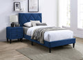 Full Size Bed W Adjustable Headboard 1Pc Bedframe, Navy Blue Velvet Upholstered Youth Bedroom Furniture Box Spring Not Required Full Navy Blue Wood Bedroom Classic,Contemporary,Mid Century Modern,Modern Bed Frame Foam Velvet Particle Board Mdf