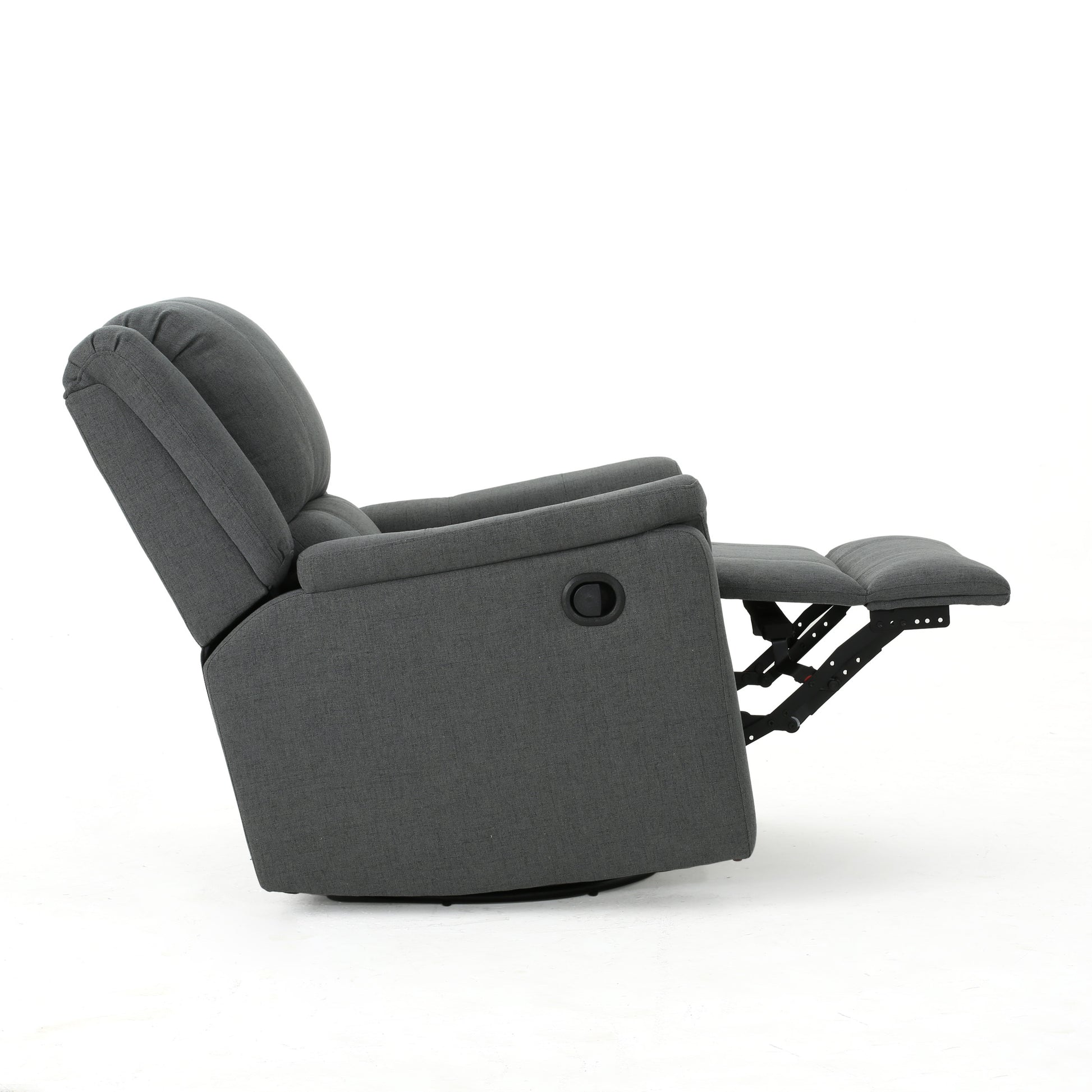 Charcoal Fabric Glider Recliner With Swivel, Manual Reclining Chair Charcoal Fabric