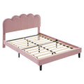 Queen Upholstered Smart Led Bed Frame With Elegant Flowers Headboard,Floating Velvet Platform Led Bed With Wooden Slats Support,Pink Pink Velvet