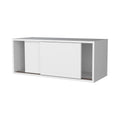Anegam Floating Cabinet With Sliding Door, White Wall Mounted White Office Wall Mounted Modern Particle Board Melamine