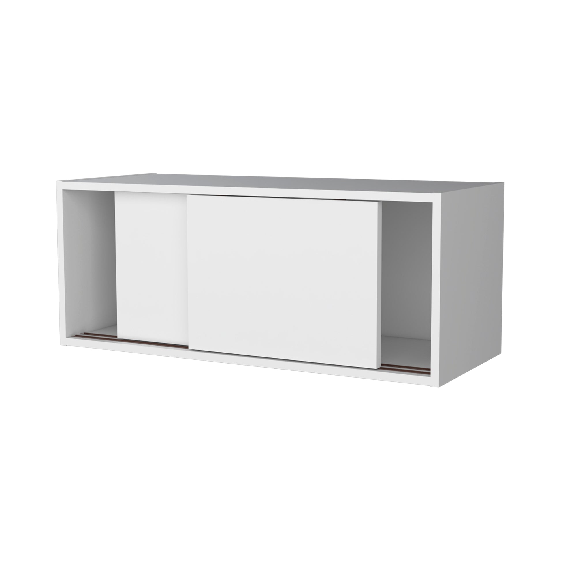 Anegam Floating Cabinet With Sliding Door, White Wall Mounted White Office Wall Mounted Modern Particle Board Melamine