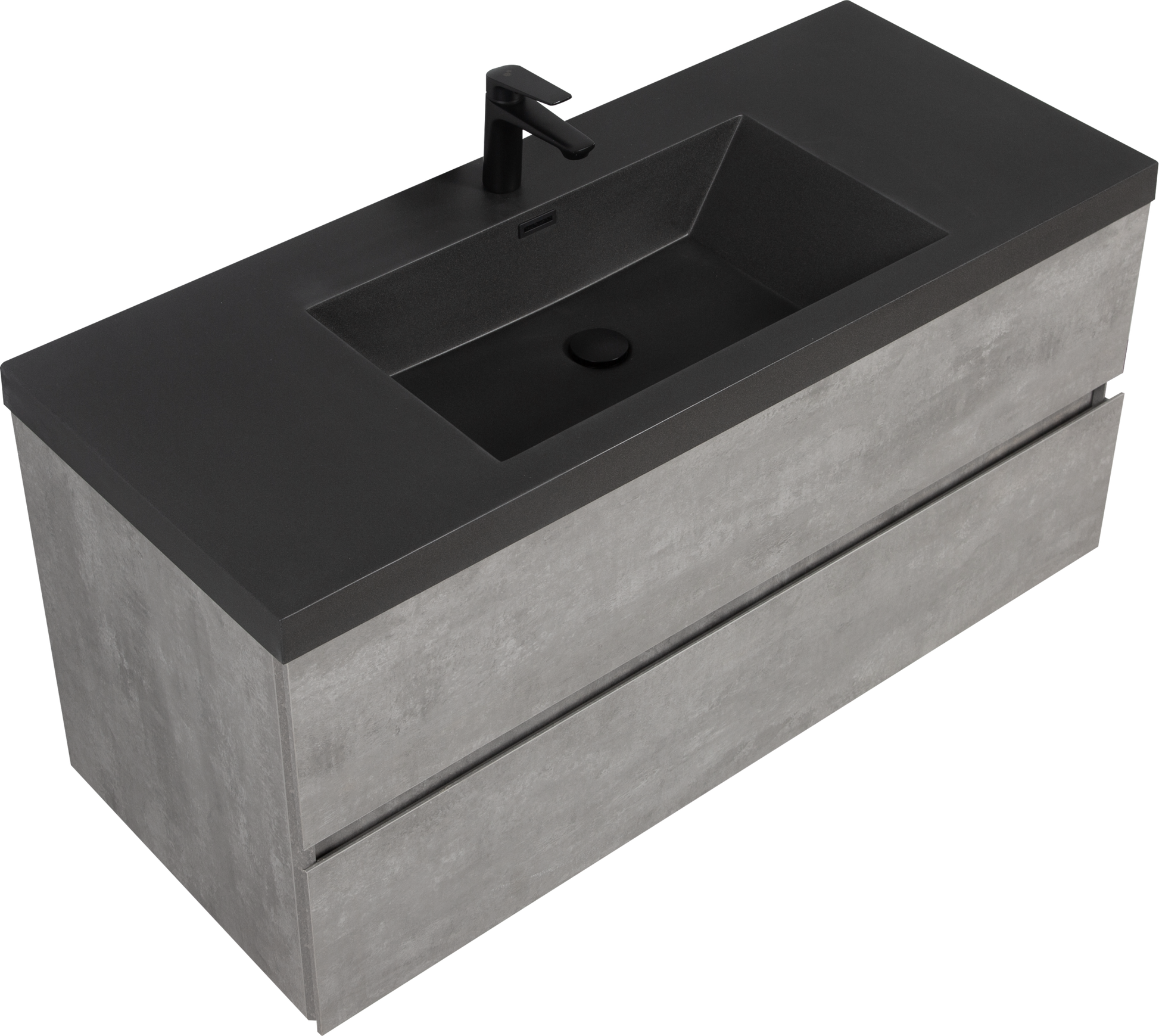 48'' Wall Hung Bathroom Vanity In Ash Gray With Black Top 24Vedi 48B 2 Grey Wall Mounted Plywood