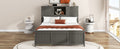 Full Size Platform Bed With Storage Headboard And Sliding Door,2 Drawers, Gray Full Gray Solid Wood Mdf