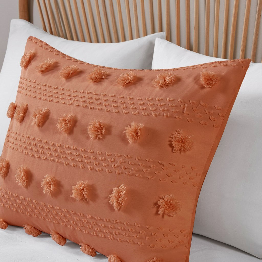 Clip Jacquard Comforter Set Queen Rust Polyester