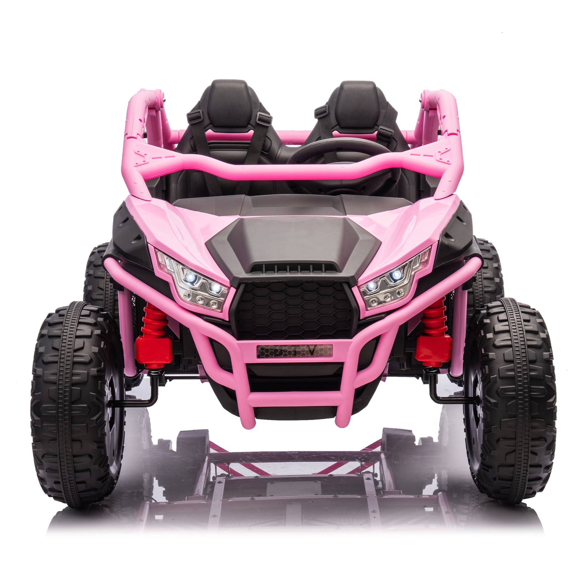 24V Two Seater Kids Ride On Utv W Parents Control,20In Seat Width,400W Super High Power,Four Wheel Suspension,Bluetooth,Mp3,Usb,Led Light,Horn,Rear Storage Space,Speeds 3.73 4.97Mph For Kids Aged 3