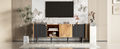 Mid Century Tv Stand With 3 Cabinets, Media Console Table For Tvs Up To 70'', Entertainment Center With Storage For Living Room, Bedroom, Home Theatre Black Brown Primary Living Space 60 69 Inches