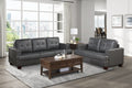 Modern Design 2Pc Sofa Set Premium Faux Leather Upholstery Gray Sofa Loveseat Comfort Tufted Detail Solid Wood Frame Living Room Furniture Gray Faux Leather Wood Primary Living Space Modern Faux Leather 5 Seat