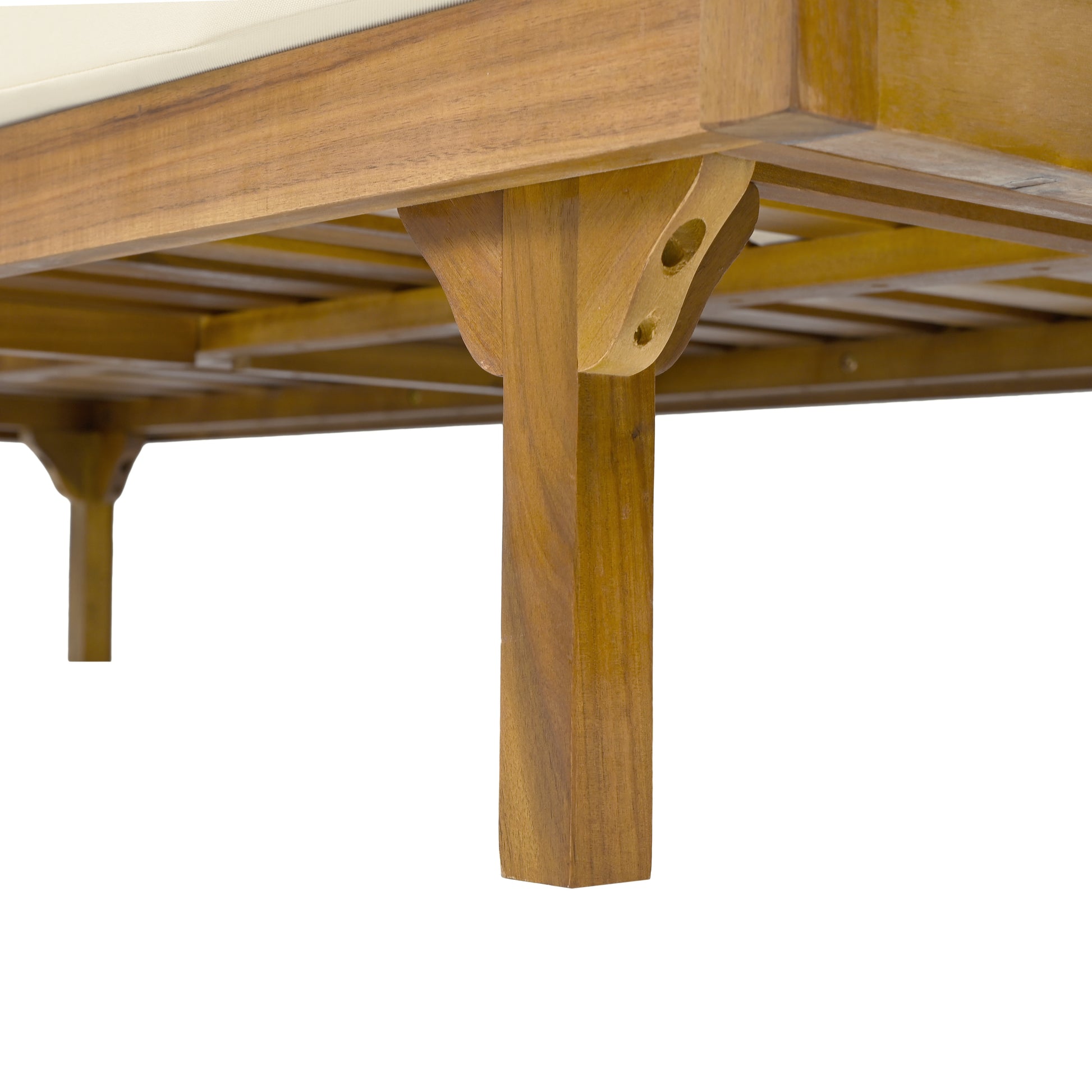 Claremont 3 Seater Daybed With Rattan Arms Beige Cushion Teak Beige Wood Fabric Rattan