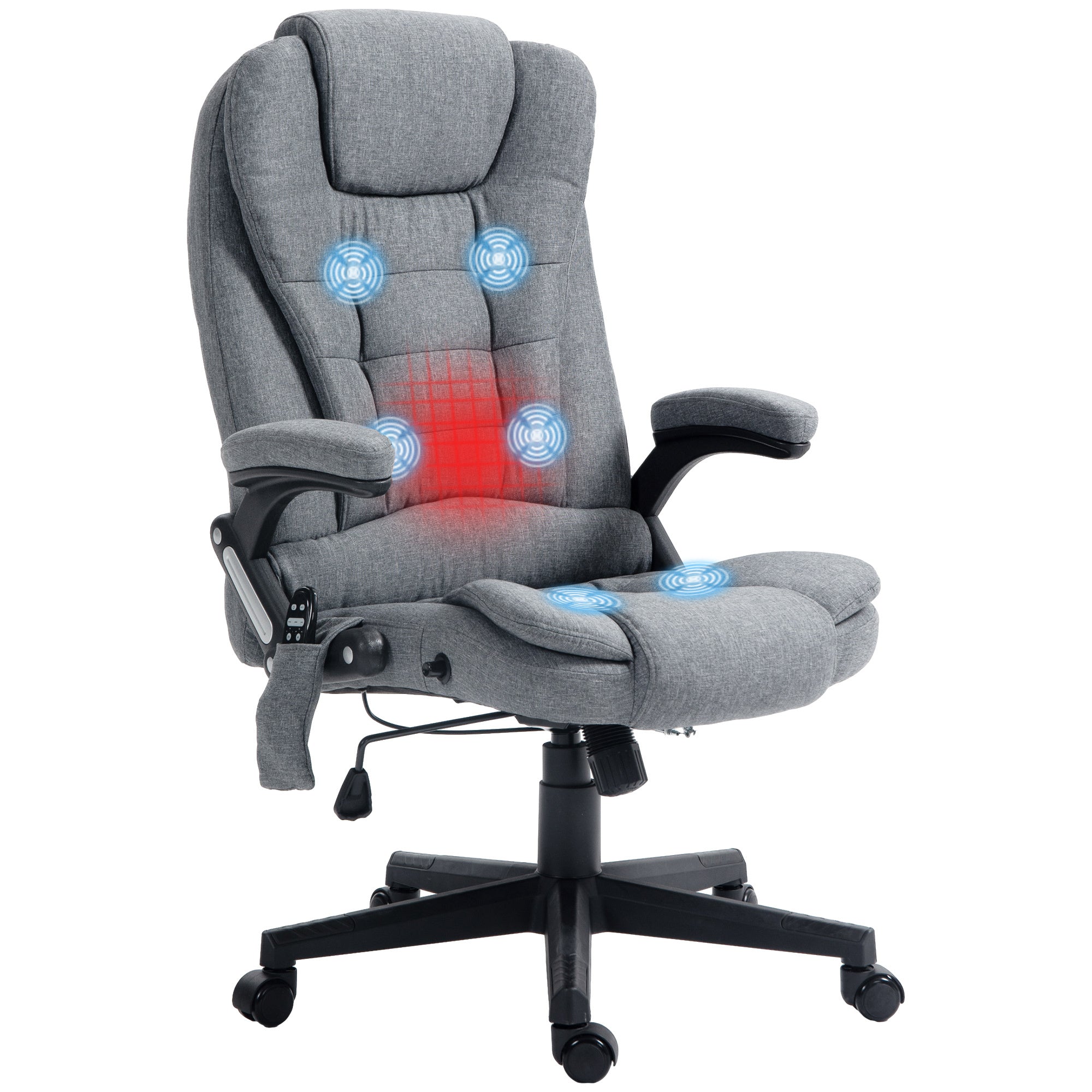 Homcom 6 Point Vibrating Massage Office Chair With Lumbar Heat Gray Gray Polyester