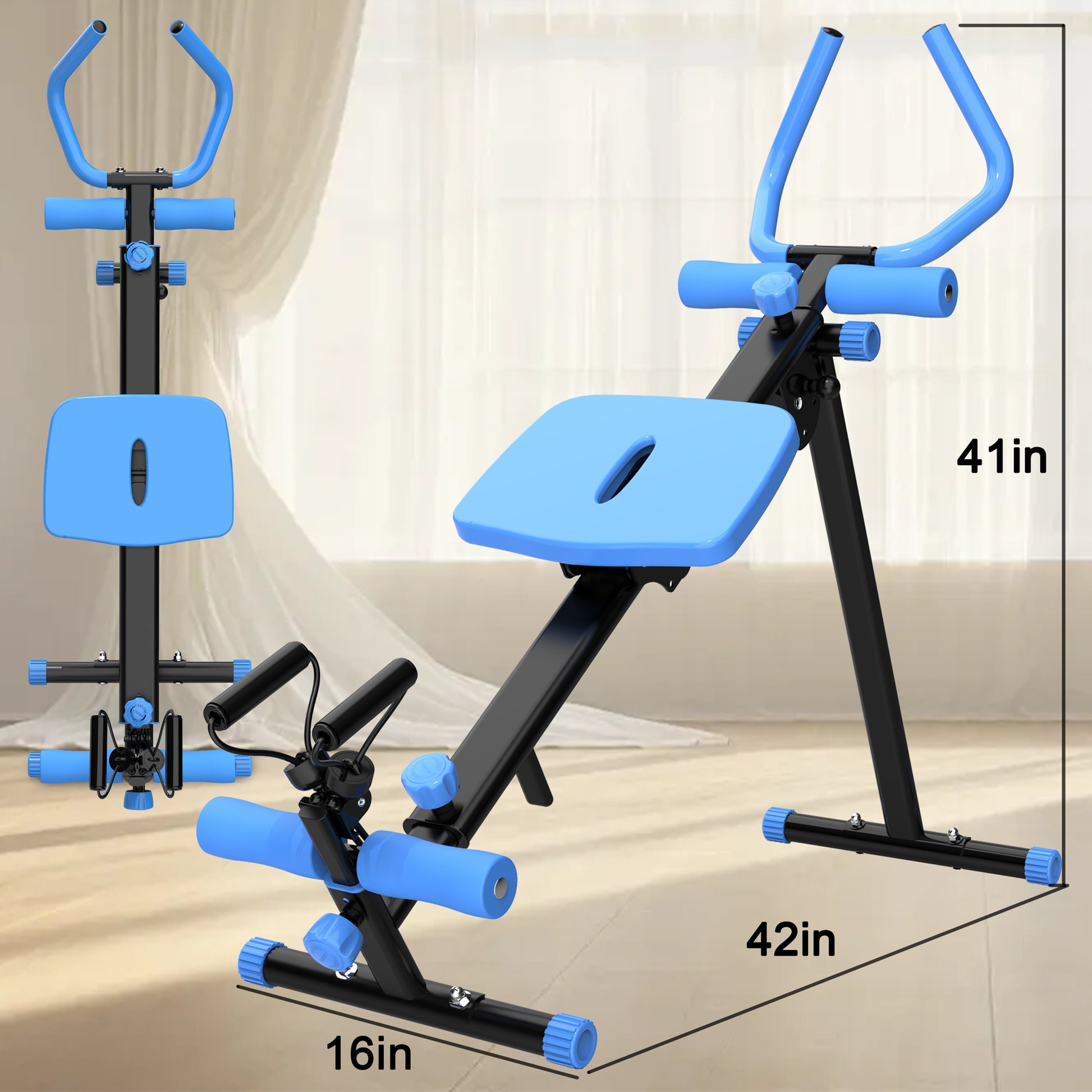 4 In 1 Ab Workout Exercise Equipment Rowing Machine Leg Press Machine Ab Glider Machine Roman Chair Fitness Equipment For Ab Workout Core Strength Training Black Blue Abs Rubber Steel Q235