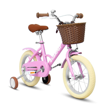 A14116 Ecarpat Kids'Bike Girls Bike 14 Inch Wheels,1 Speed Child Bicycles For 2 4 Years,With Removable Training Wheels Baby Toys,Front V Brake,Rear Holding Brake Pink Steel