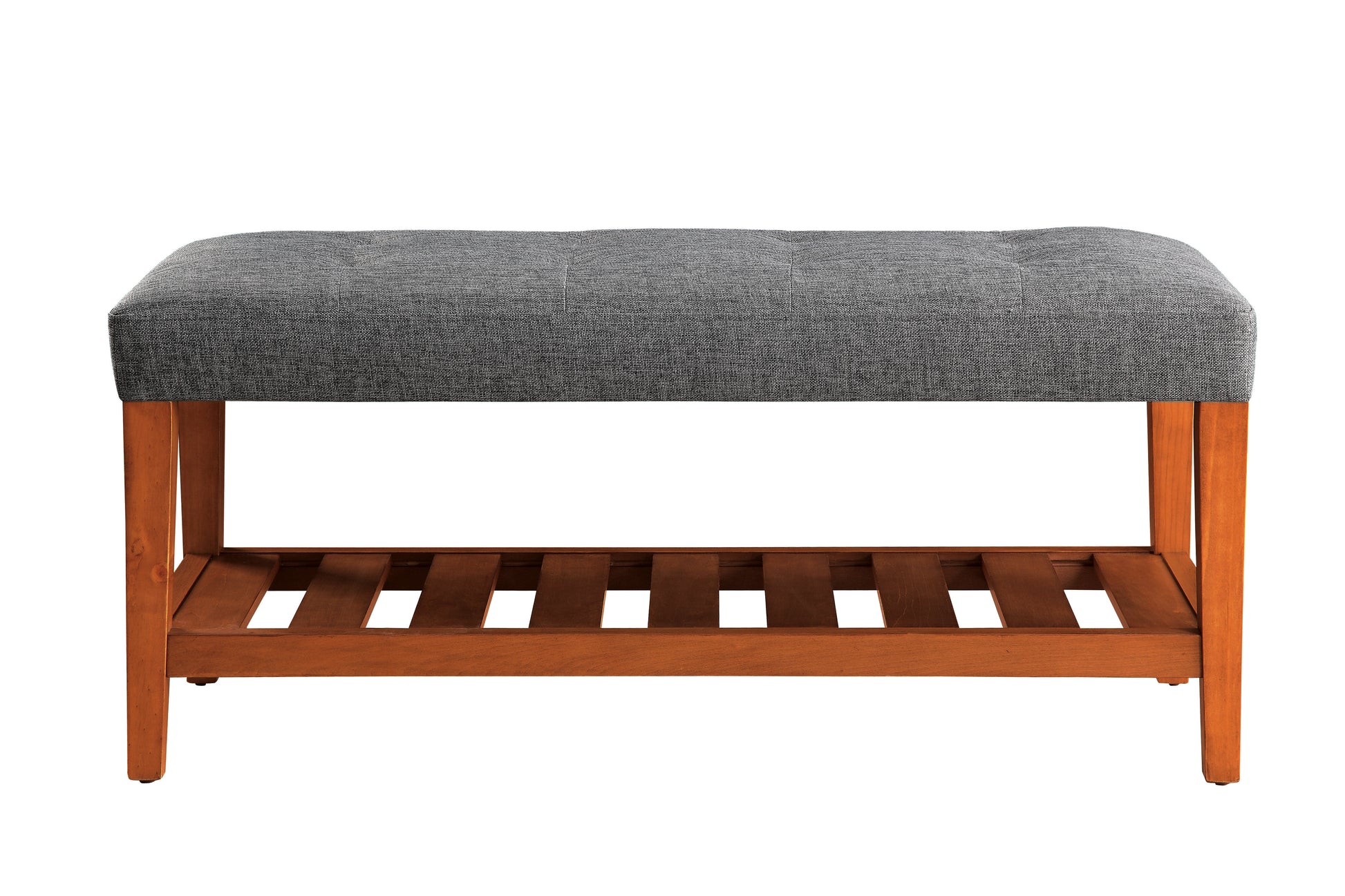 Charla Gray Fabric & Oak Finish Bench Gray Fabric,Synthetic Wood