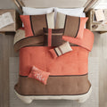 7 Piece Faux Suede Comforter Set Coral King King Coral Polyester