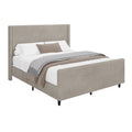 50.7'' High Headboard Corduroy Upholstered Bed Frame With Vertical Stripe Wingback And High Footboard No Box Spring Needed, Queen Size, Taupe Box Spring Not Required Queen Taupe Wood Bedroom Modern Bed Frame Wood