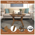 32Inch Wood Round Coffee Table For Living Room,Mid Century Farmhouse Circle Wooden Coffee Tables For Apartment, Easy Assembly, Walnut Walnut Rubber Wood