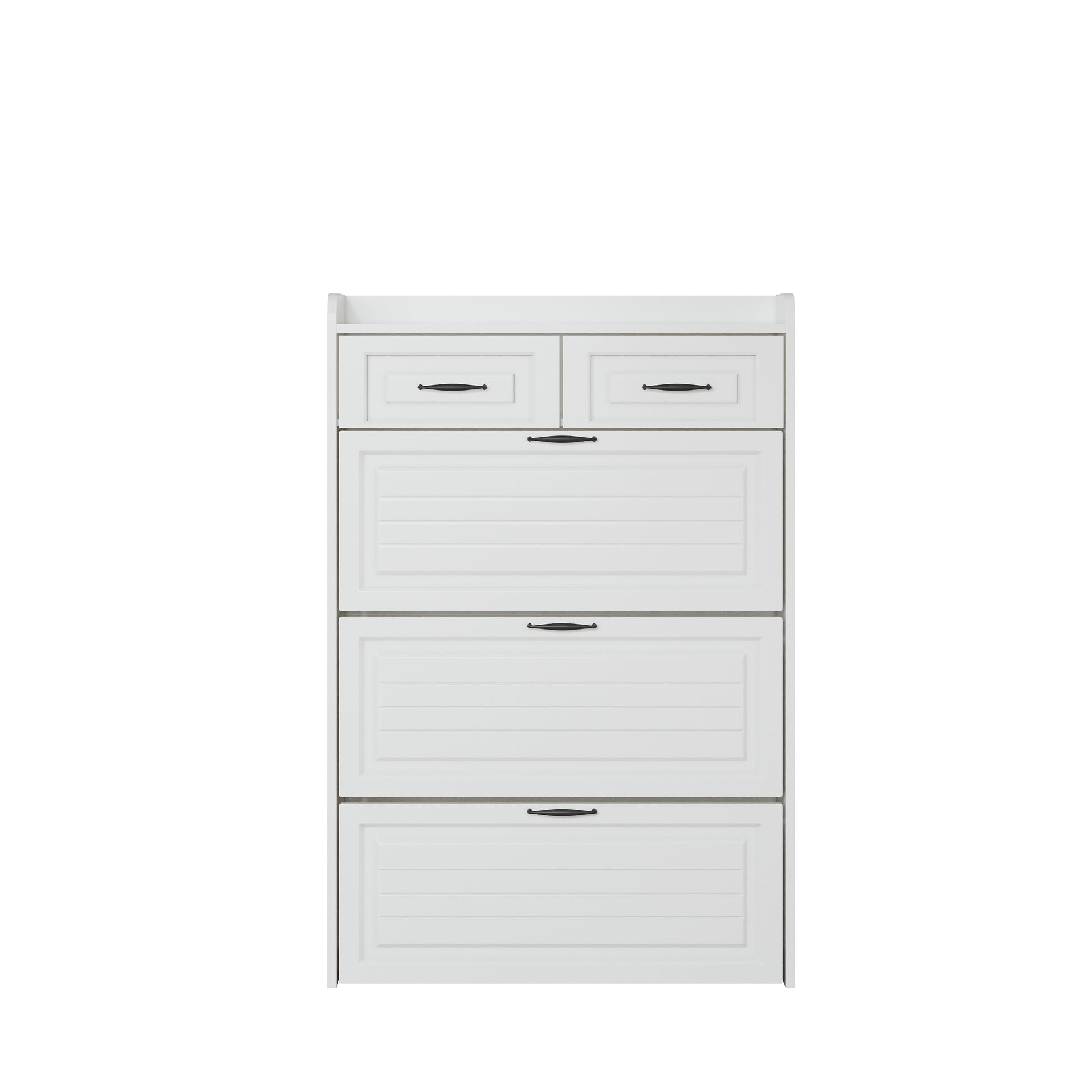 1250 White Color Shoe Cabinet With 3 Doors 2 Drawers,Large Space For Storage White Particle Board Mdf