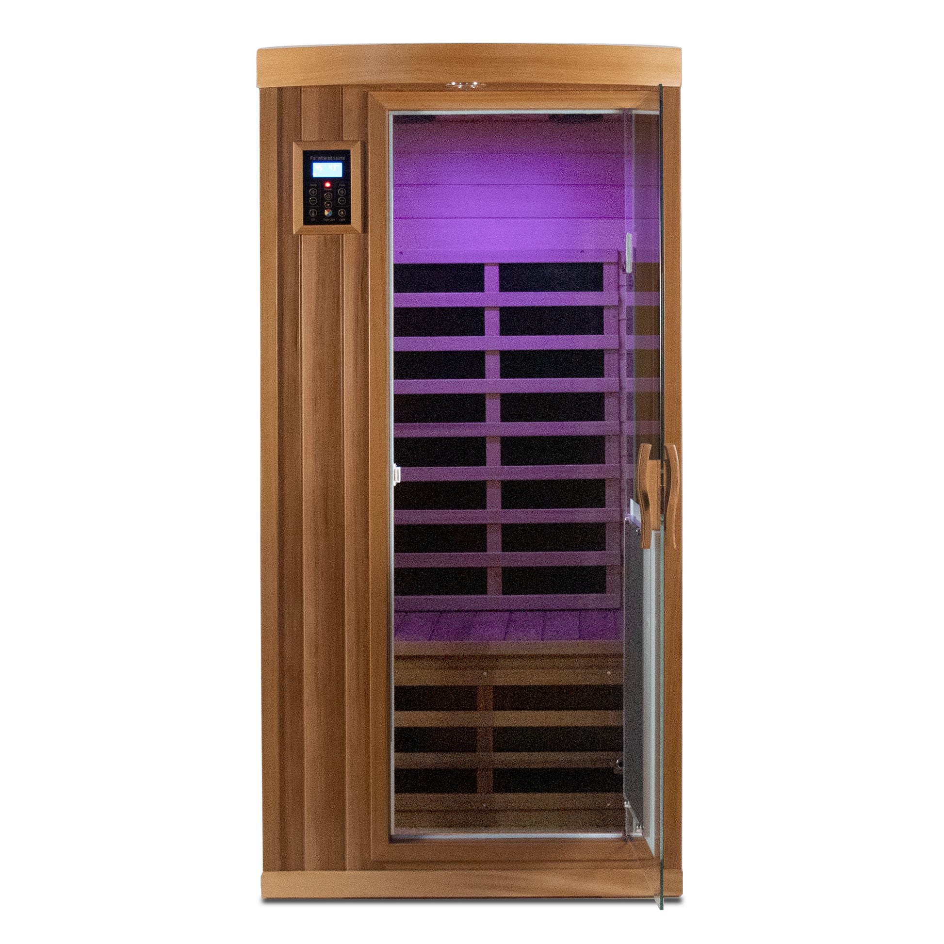 Low Emf One Person Far Infrared Red Cedar Deluxe Indoor Sauna Room Bean Paste Red Metal & Wood,Wood Glass
