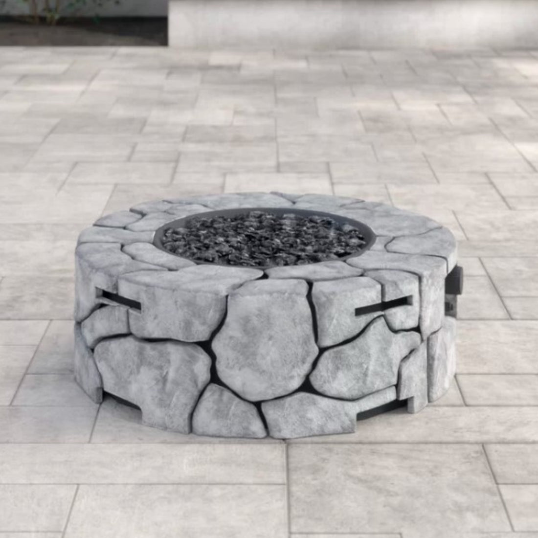 9'' H X 28'' W Fiber Reinforced Concrete Outdoor Fire Pit Stone Gray Garden & Outdoor Modern Stone Concrete