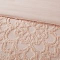 3 Piece Tufted Cotton Chenille Medallion Duvet Cover Set King Pink Cotton