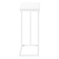 Accent Table, C Shaped, End, Side, Snack, Living Room, Bedroom, White Laminate, White Metal, Contemporary, Modern White Mdf