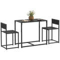 Homcom 3 Piece Industrial Dining Table Set For 2, Kitchen Table And Chairs, Dining Room Sets For Small Spaces, Black Black Mdf