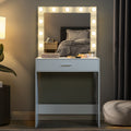 Vanity Desk With Mirror And Lights, Dressing Table With Large Drawer, 1 Level Storage Dresser & 3 Lighting Modes Adjustable Brightness, Suitable For Bedroom White White Particle Board