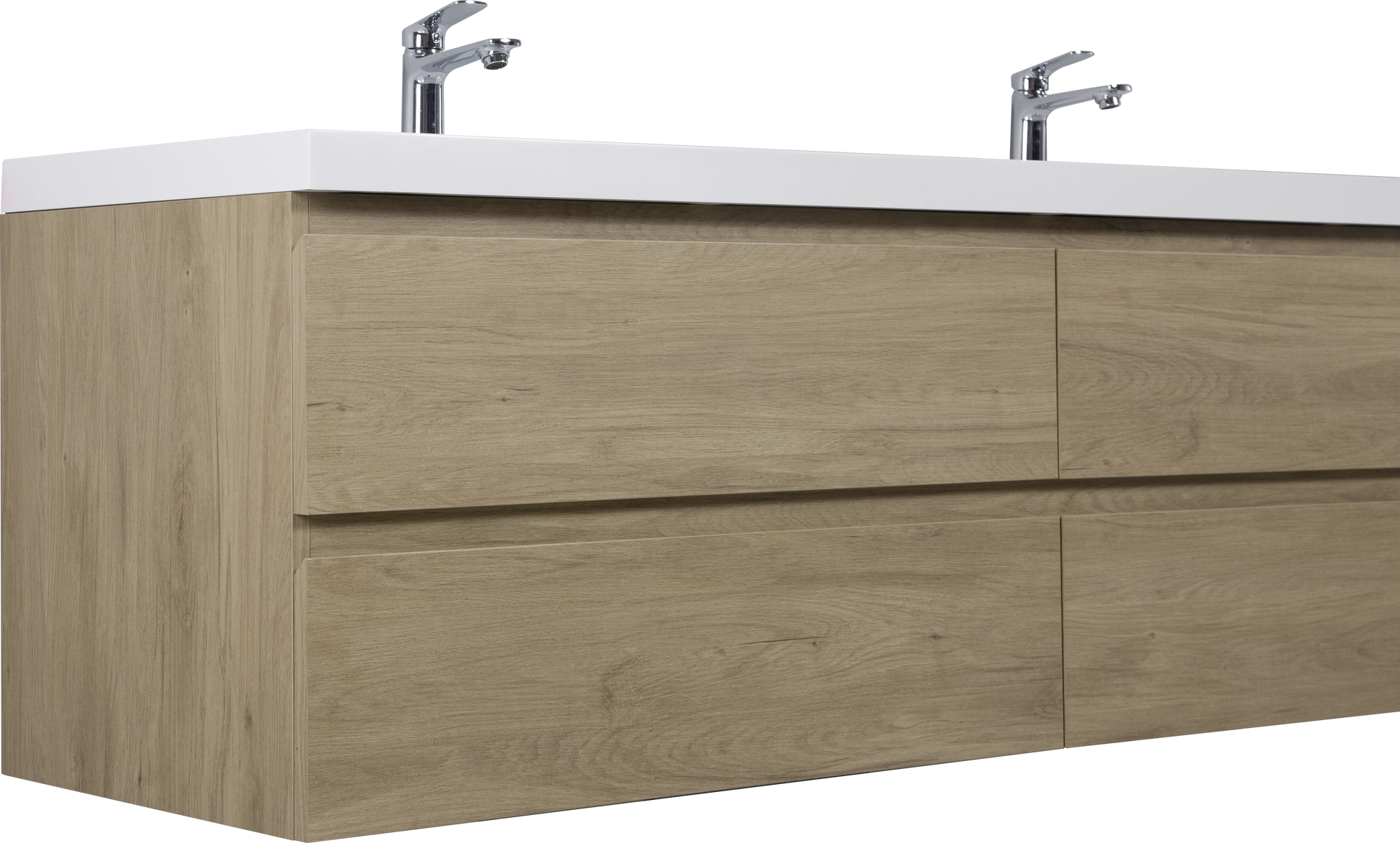 72" Floating Bathroom Vanity With Sink, Modern Wall Mounted Bathroom Storage Vanity Cabinet With Two Resin Top Basin And Four Soft Close Drawers, Natural Oak 24V11 72No 4 Oak Wall Mounted Wood