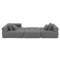 105.5'' L Shaped Modular Sectional Sofa,Minimalist Corduroy Floor Couch Set,Convertible Foam Filled Cloud Couch For Living Room,3 Pc Free Combination,No Assembly Required,3 Colors Gray Corduroy 4 Seat