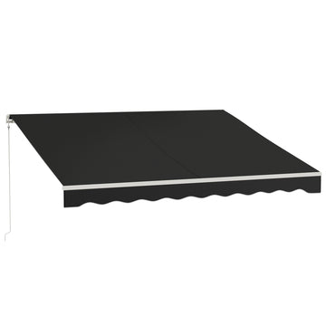 Outsunny 12' X 10' Electric Awning, Retractable Awning, Uv Protection Sun Shade Shelter With Remote Controller And Manual Crank Handle For Deck, Balcony, Yard, Black Black Aluminum